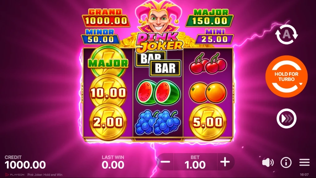 Функция Cash Collect активирована в слоте Pink Joker с видимыми джекпотами
